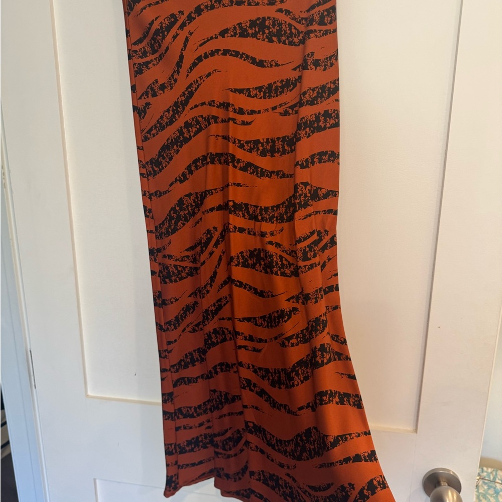 Anine Bing Tiger Stripe Bar Silk Skirt in Orange and Black / Rust Zebra